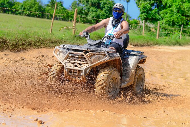 4X4 ATV adventure in Punta Cana to the cenote and Macao beach - Los Hoyos del Salado cenote: jumping into a 25-foot water cave