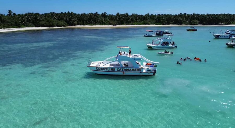 Punta Cana: Catamaran Tour with Reef Snorkeling and Open Bar - Private beach stop: enjoy it, but plan for a seaweed reality check